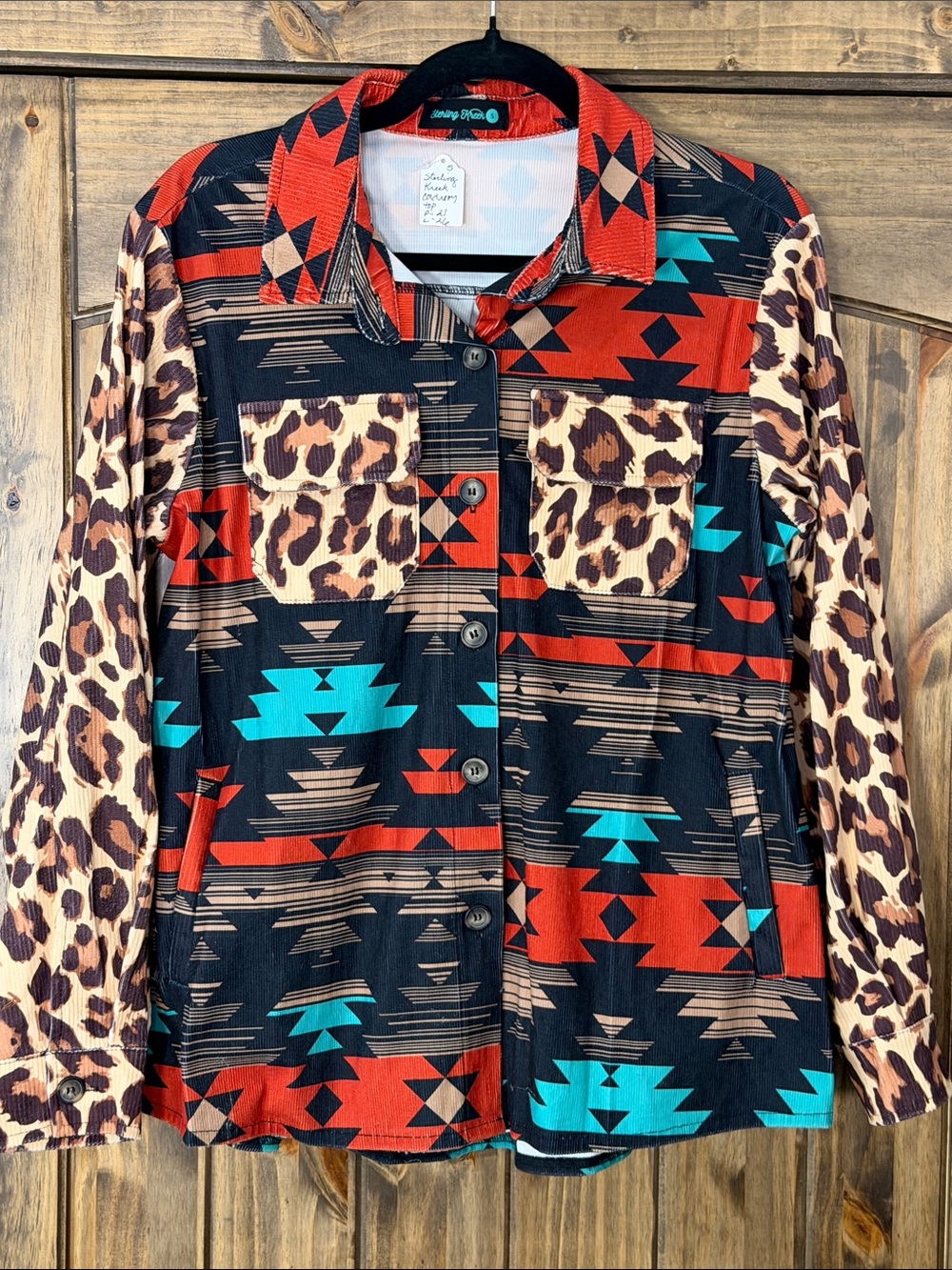 Sterling Kreek Corduroy Jacket Aztec & Leopard Print - Multi